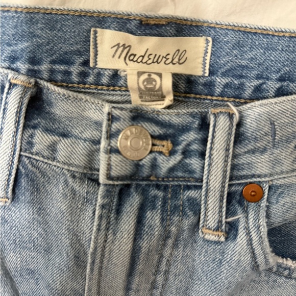 Madewell Blue Straight Leg Jeans with Distressed Details - Picture 10 of 12